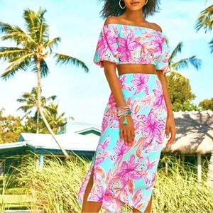 Lilly Pulitzer Floral Off-Shoulder Two-Piece Set